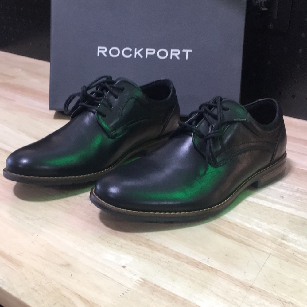 New WB Rockport Men's Black Leather Lace-Up Dress Shoes - Picture 5 of 6